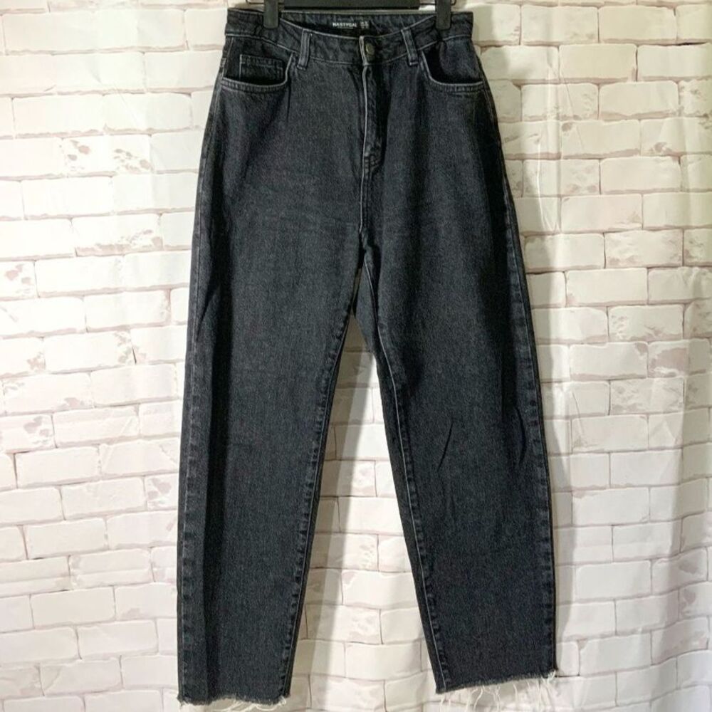 Nasty Gal High Rise Jeans -Raw Hem Black Wash Size 4